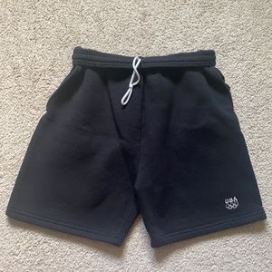 USA Olympics Team Medium Rare Black Embroidered Sweat Shorts